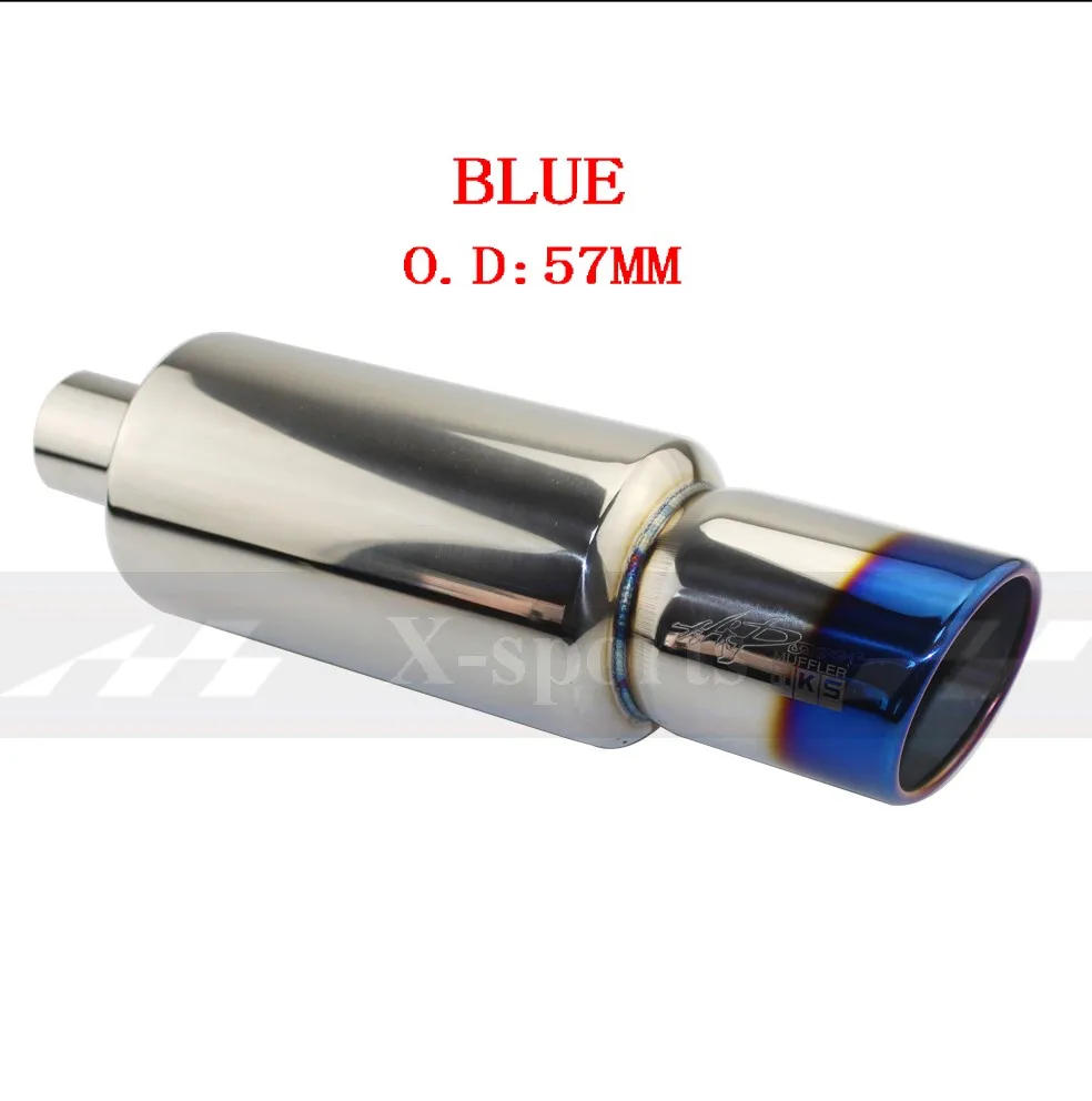 BLUE O.D 57MM Автомобильный мотоцикл Выхлопная система выхлопная труба глушитель наконечник Универсальный нержавеющая сталь ID 51 мм 57 мм 63 мм выход 89 мм Глушитель выхлопная труба - Цвет: BLUE O.D 57MM