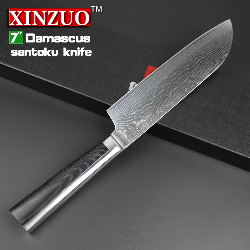 XINZUO 7 inch Santoku Knife Japanese Chef Knives VG10 Damascus Steel Kitchen Sharp Stainless Slicing | Дом и сад