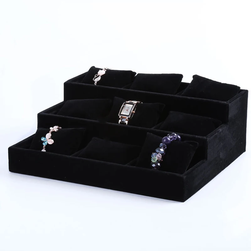 Лидер продаж 2016 Черный Бархатный браслет дисплей подставка для часов держатель