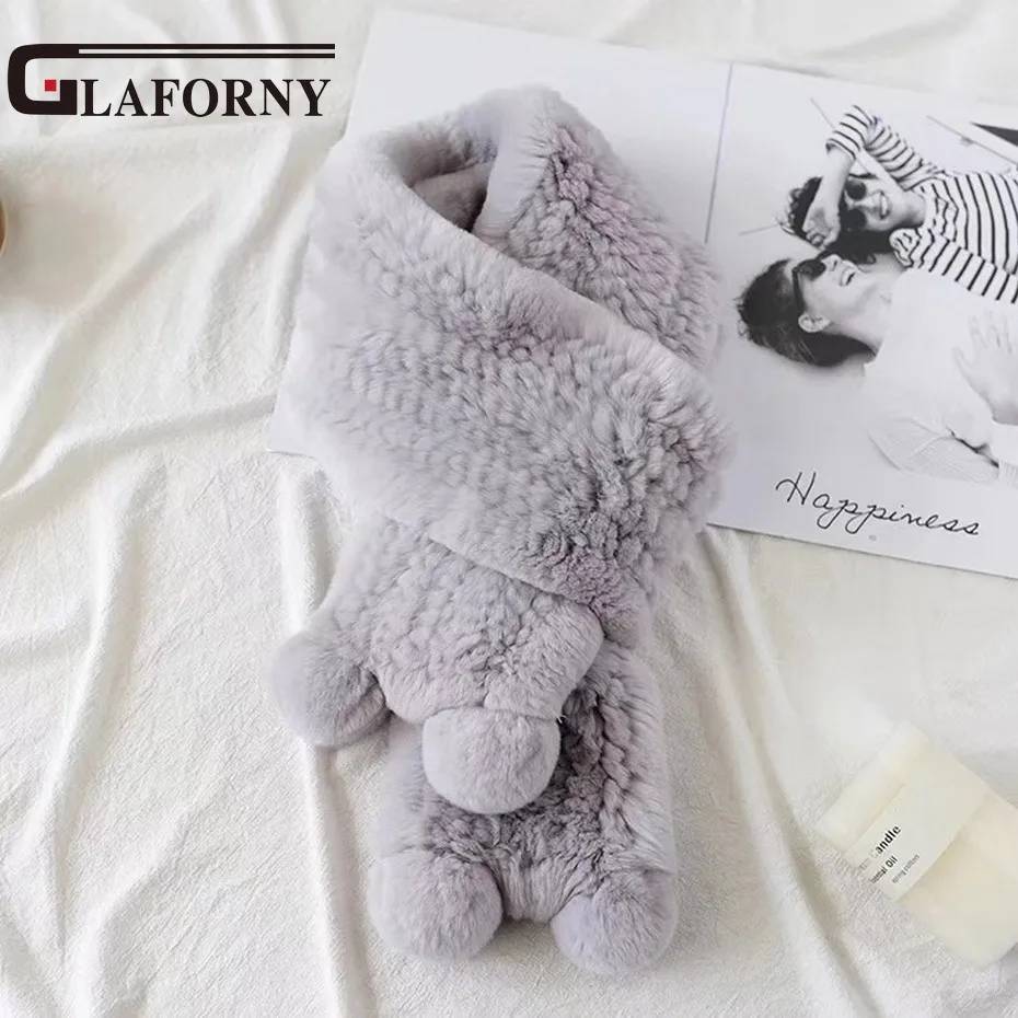 Glaforny/женские шарфы из кроличьего меха, натуральный мех, зимние теплые модные меховые накидки
