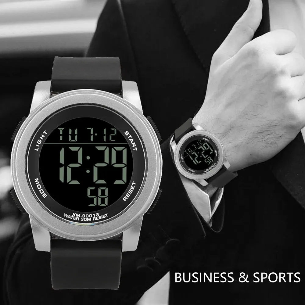 2018 повседневные часы мужские светодиодные водонепроницаемые спортивные военные