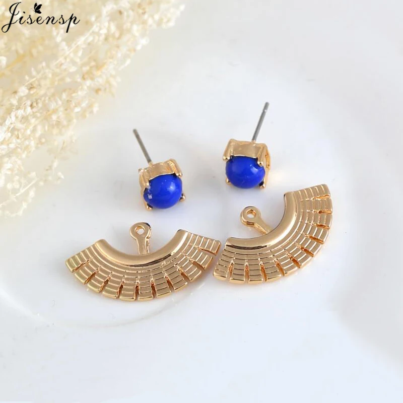 Jisensp Vintage Boho Big Fan Earrings Women Fashion Jewelry pendientes Geometric Statement Stone Ear Jacket Wholesale | Украшения и