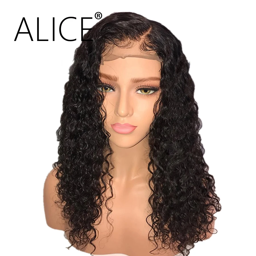 Парики из натуральных волос на кружевной основе Alice 13х6 черные волнистые 130% |