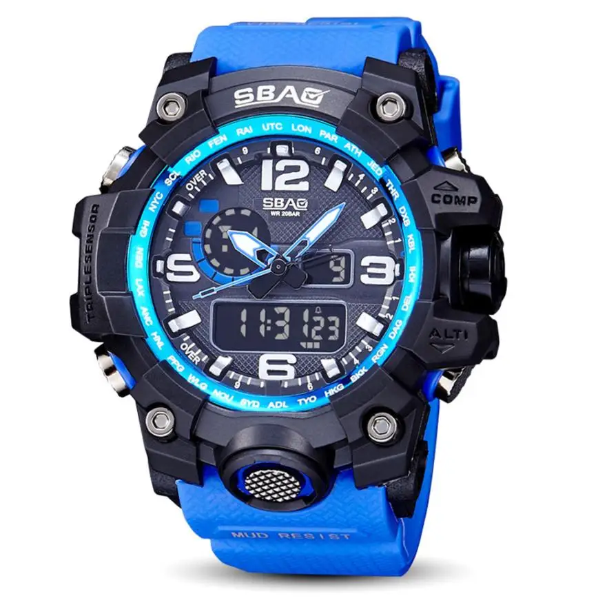 2020 новые часы светодиодный Для мужчин Водонепроницаемый спортивные шок цифровые