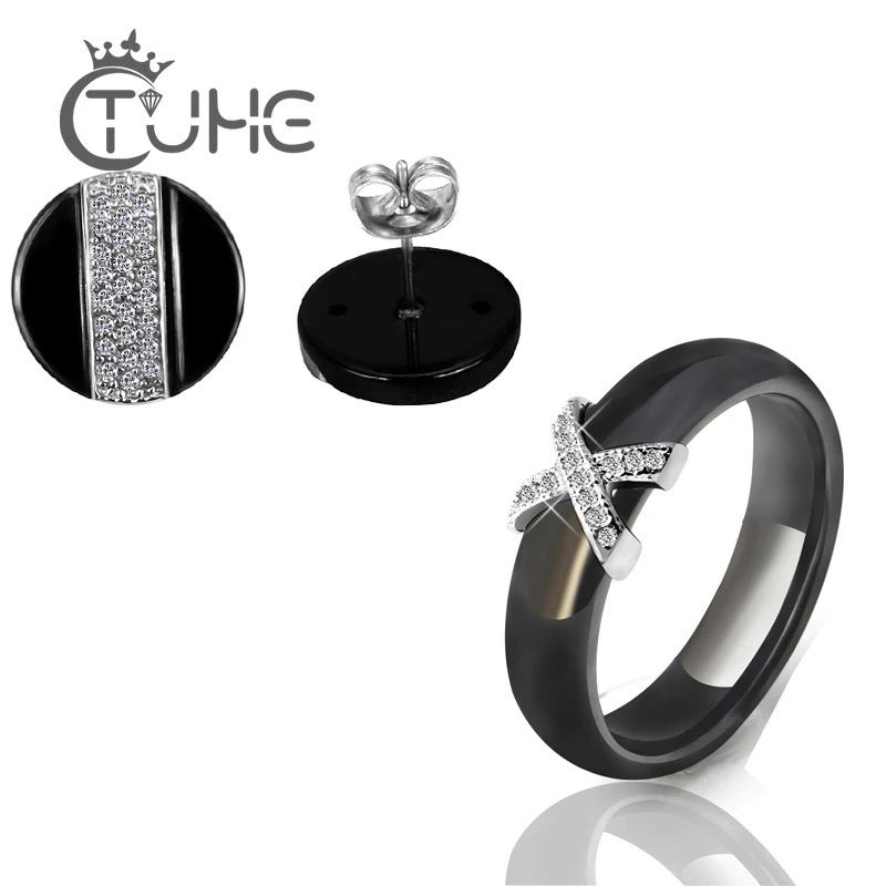 Популярные Черно белые керамические серьги модный набор украшений для женщин