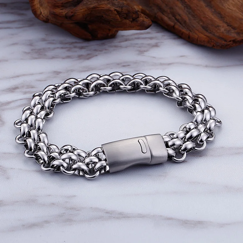 TrustyLan Новое модное серебристое/золотистого цвета 316L браслет из нержавеющей стали мужские звенья цепи Дружбы мужские браслеты и браслеты