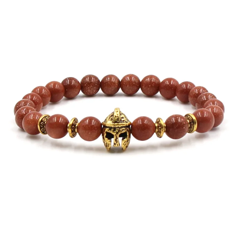 

HOBBORN Trendy Natural Stone Men Bracelet High Quality Sandstone Beads Strand Hand of Fatima Owl Head Charm Women Bracelets Cruz