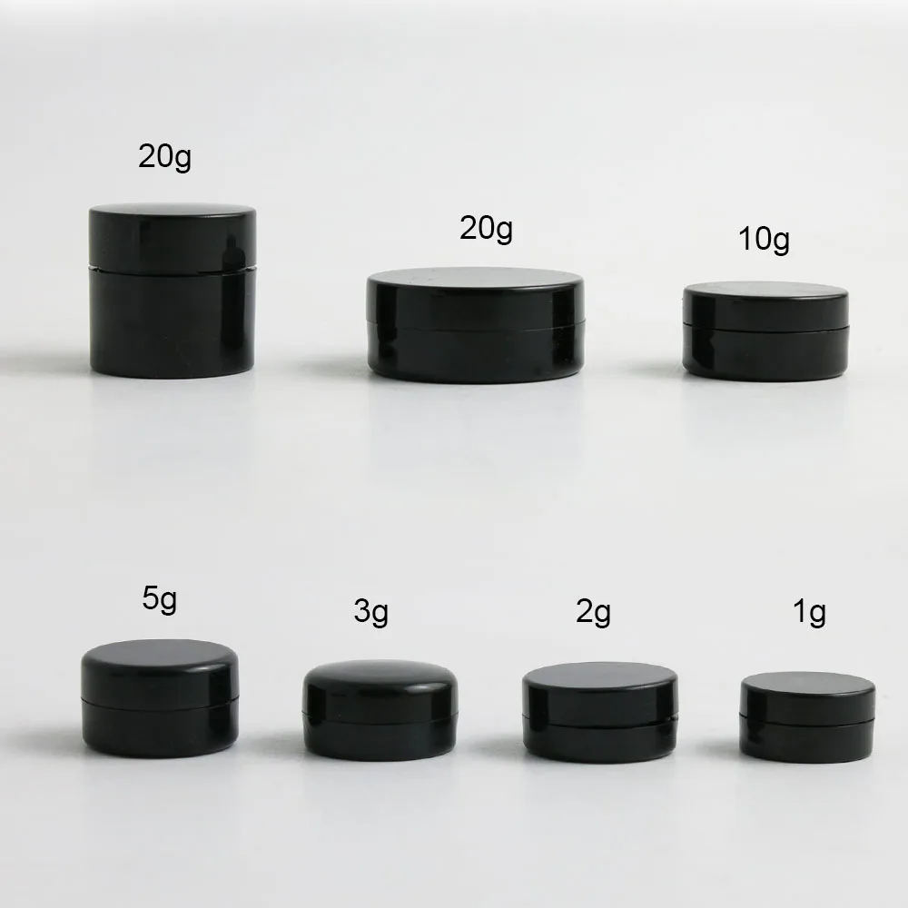 500 x 1g 2g 3g 5g 10g 20g Portable Small  Makeup Nail Art Cosmetic Jar Cosmetic Packaging Container Black Travelling Cream  Pot