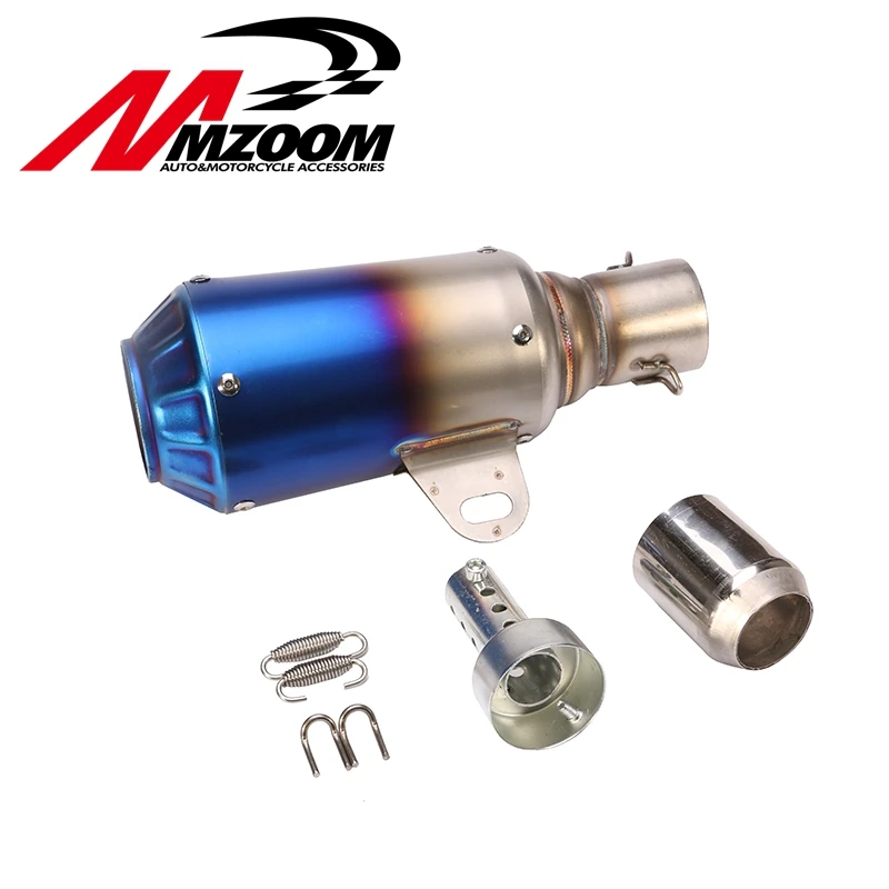 Mzoom сжигание синий нержавеющая сталь 51 мм мотоцикл slip on выхлопной трубы системы