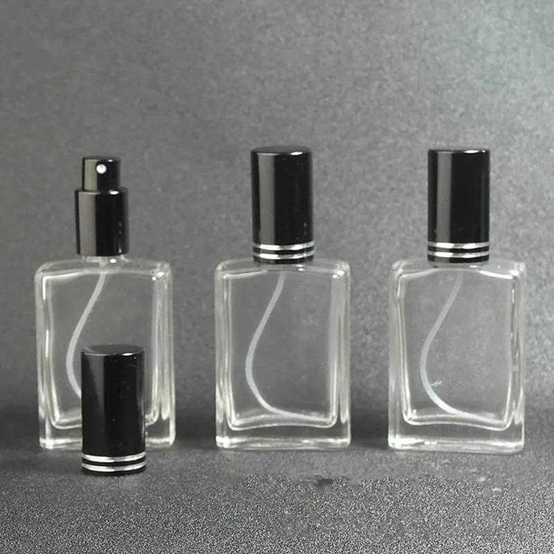 30 мл пустой квадрат прозрачного стекла флаконы для духов с туманом распылитель