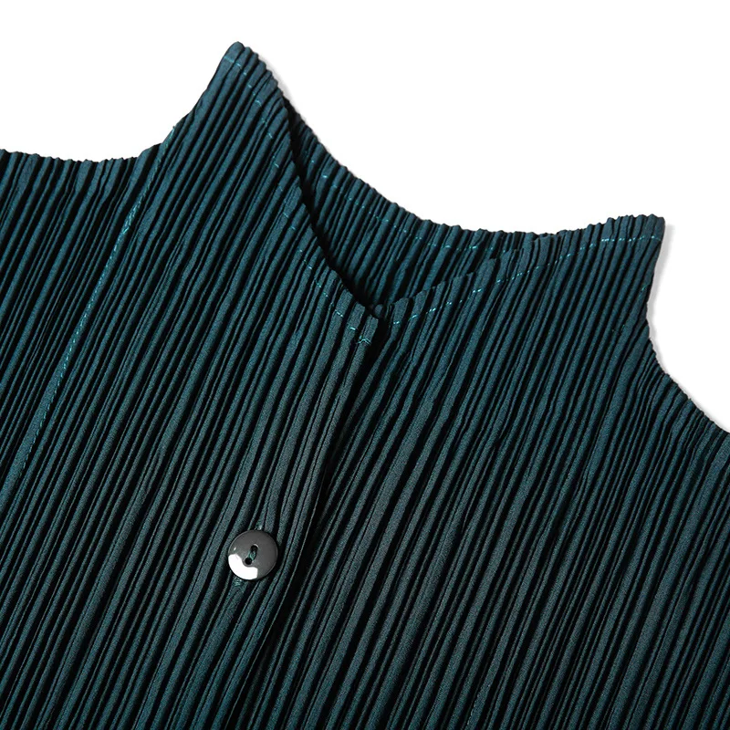 Changpleat весна осень однобортное платье Miyak Плиссированное модное дизайнерское свободное платье с длинным рукавом большого размера с карманами D9