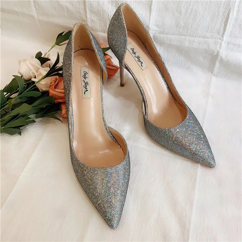 

Free shipping fashion women Pumps Multi color glitter Pointy toe high heels pearls shoes bride wedding shoes 12cm 10cm 8cm