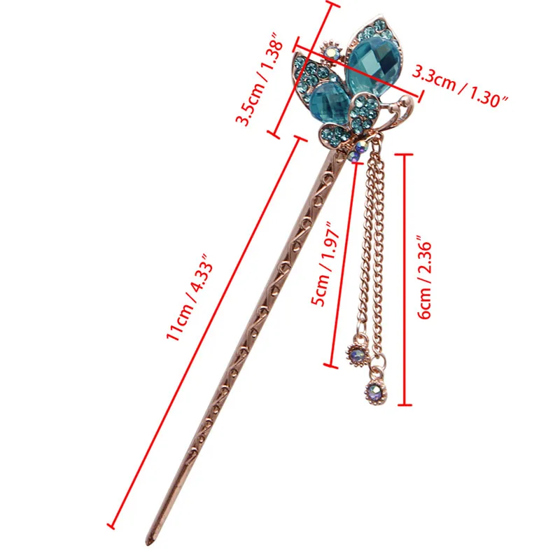 Женская заколка-невидимка с голубыми кристаллами | Украшения и аксессуары