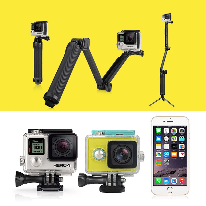 3 сторонний водонепроницаемый монопод селфи Палка для Gopro Hero 8 7 6 5 Black SJ4000 Xiaomi Yi 4K