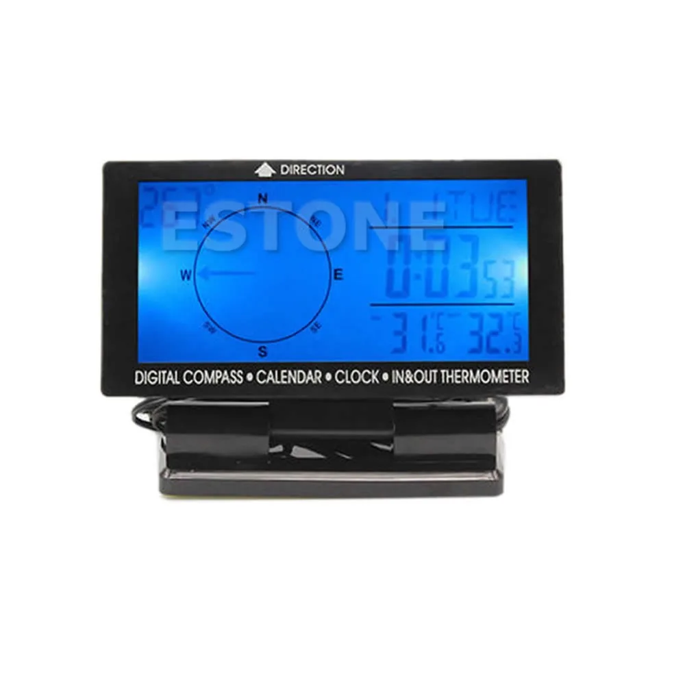 2017 Автомобильный цифровой компас с функцией календаря часы термометр светящийся