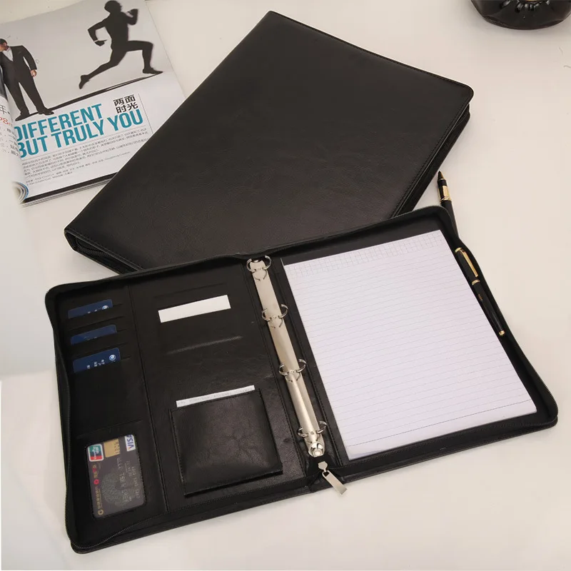 A4 папка для документов из искусственной кожи на молнии записная книжка с