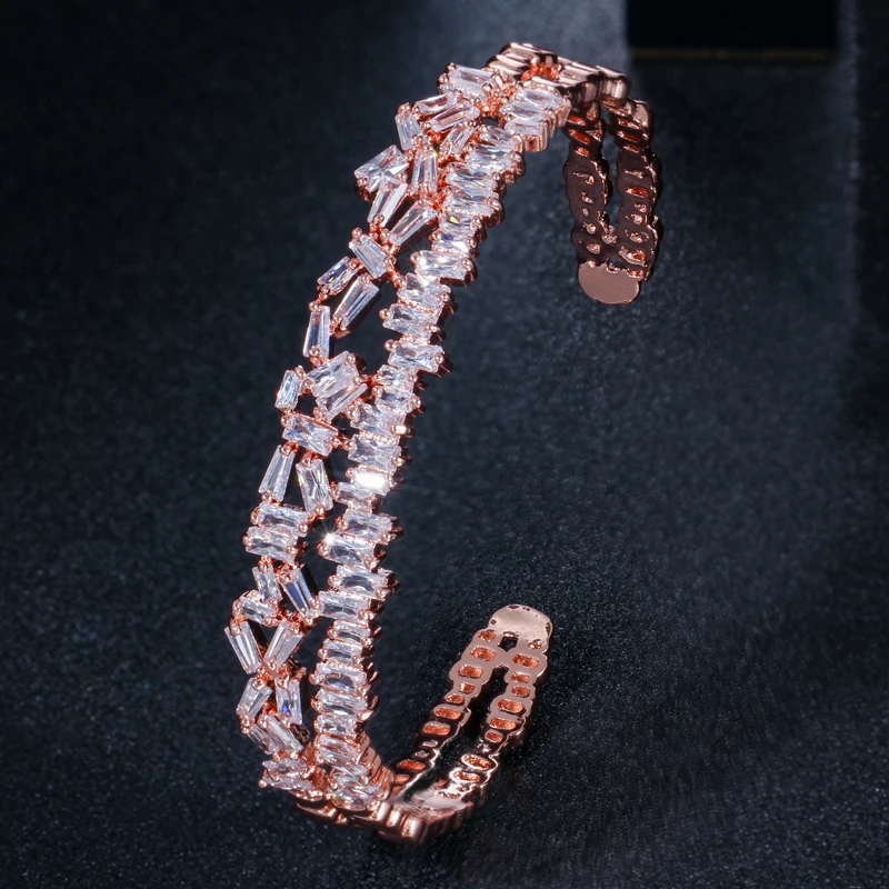 ThreeGraces CZ кристалл ювелирные Многослойные AAA кубический цирконий модный багет