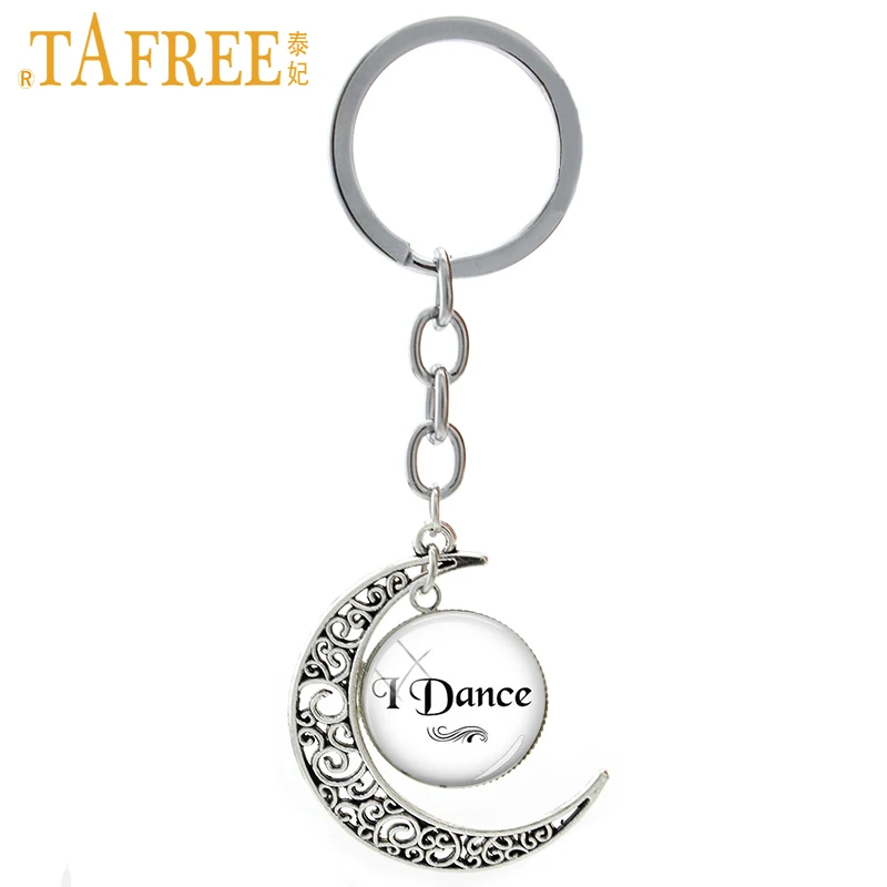 TAFREE Ballet night moon pendant keychain High Quality chains sweet romantic men women round dome Glass Vintage jewelry NS131 | Украшения и