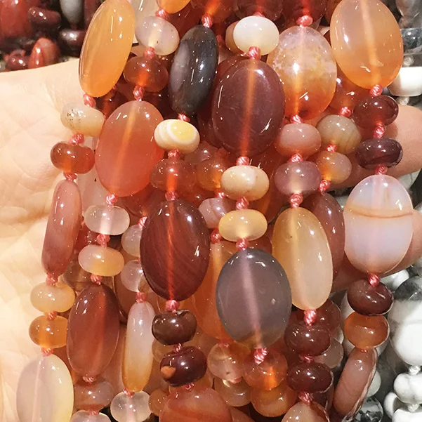 Red Agate Ожерелье из натурального камня Агаты ожерелье с кварцевым камнем для женщин и мужчин 6x8 мм 13x18 мм 18 дюймов 23 Цвета - Окраска металла: Red Agate