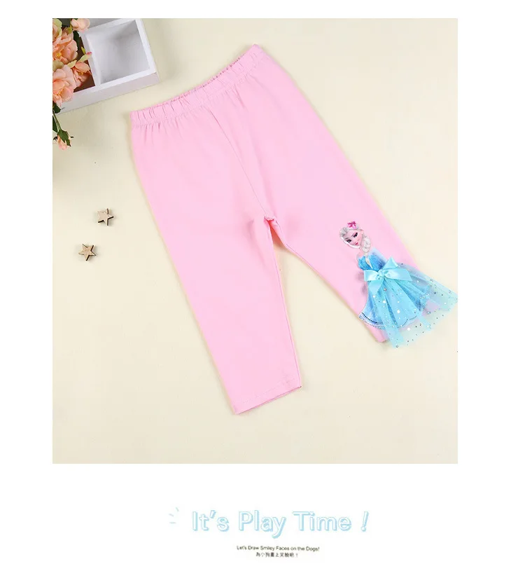Cute Girl Elsa Anna Cartoon Trousers Kids Anime Leggings Colorful Long Pants 3D Princess Doll Legging Children Clothing