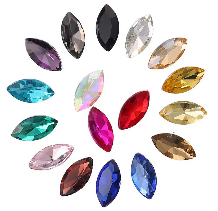 

Whole Sales 300PCS/120Pcs Mixed Colors Pointed MARQUISE Fancy Glass Stones (Various Sizes)