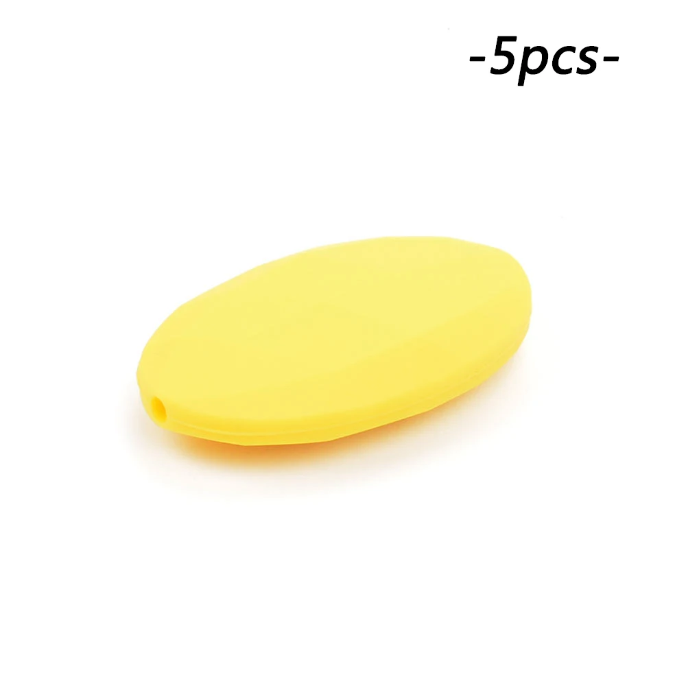 LOFCA 5 шт./лот Силиконовые Шарики BPA бесплатно плоские овальные круглые детские трофеи аксессуары Прорезывание Зубов, бисер для ребенка, свободные шарики - Цвет: yellow