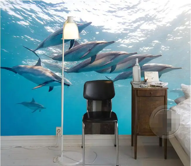 Настенные 3d обои на заказ нетканые для комнат фотообои Дельфин с изображением