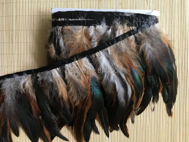

Fashion Feather 10yards/lots Brown Color Coque Rooster Tail Feather Fringe Rooster feather trimming 5-6inch in width