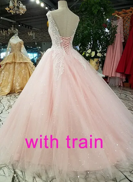 with train LS89880 розовый и синий A-line вечернее платье o-neck zipper иллюзия назад официальное платье для свадьбы с поездом как фотографии - Цвет: with train