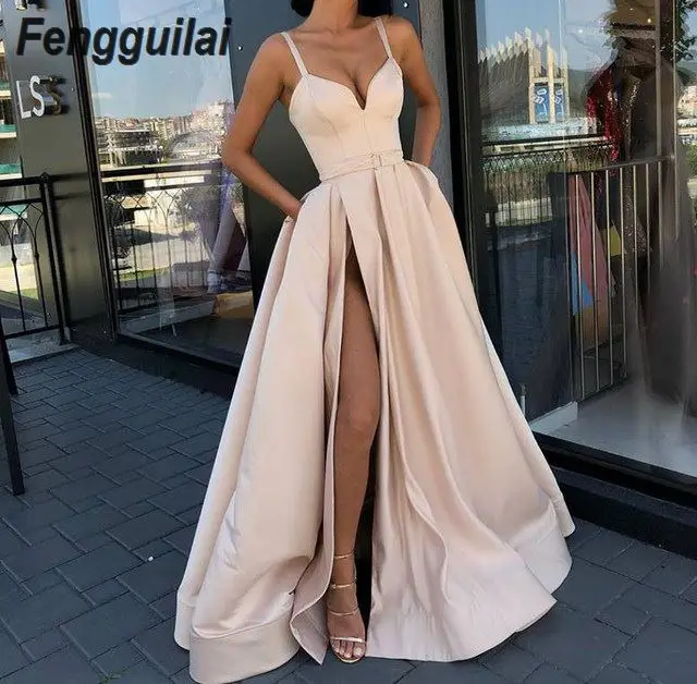

spaghtti strap High Split Sexy Cocktail Club Dress Party Dresses Robe Femme Ete 2019