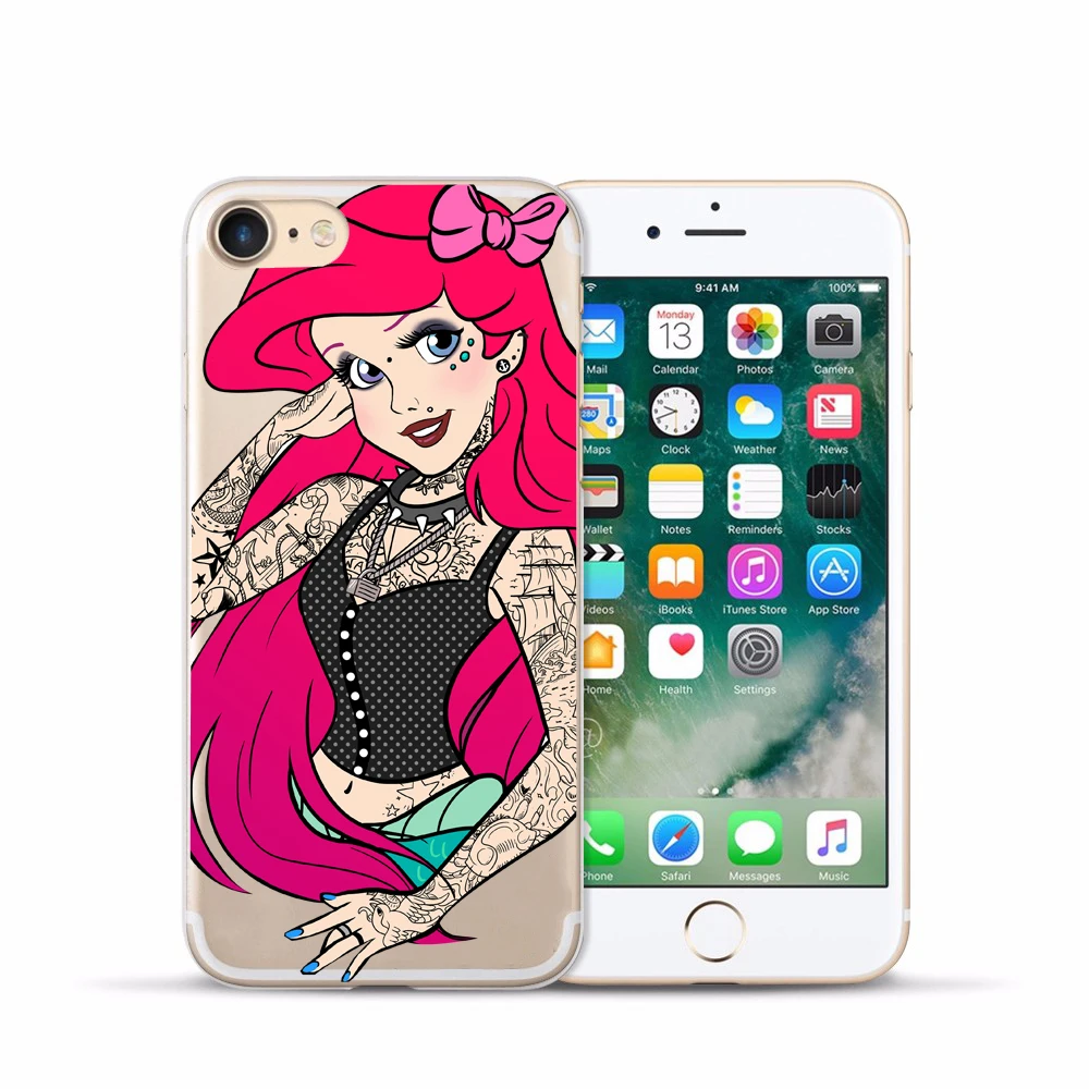 4 soft case Татуированная Алиса Ариэль Жасмин Мягкий силиконовый чехол для телефона iPhone 8 7 6 6S Plus X XS XR XS Max 5 5S 11 pro max чехол - Цвет: 4 soft case