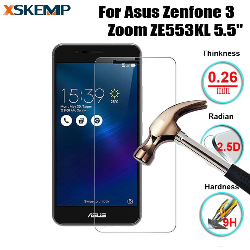 Закаленное стекло XSKEMP усиленная защита жк экрана для Asus Zenfone 3 Zoom ZE553KL 5 дюйма