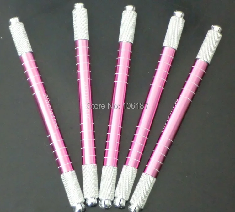 20Pcs Pink  Professional Permanent Makeup Manual Eyebrow Tattoo Pen Both Head Can Be Used Manual eyebrow Makeup  Pen