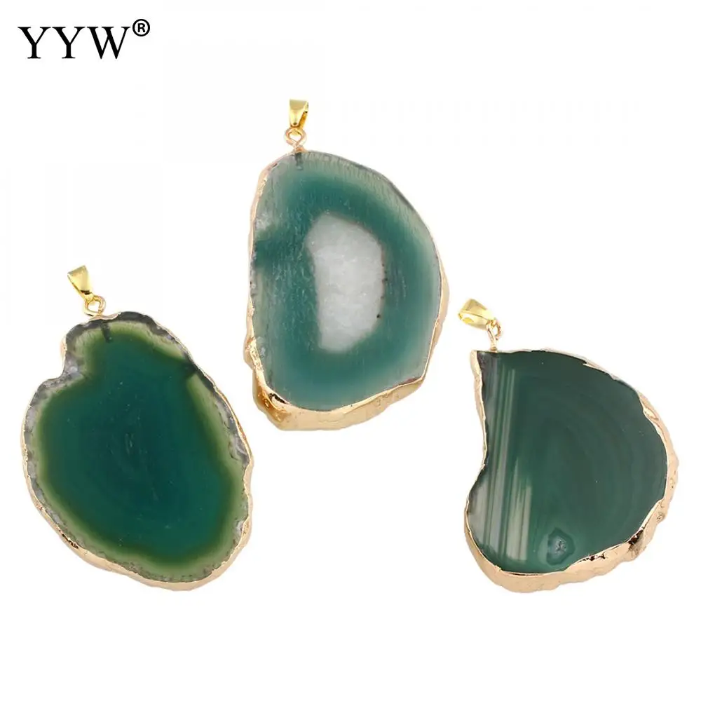 

Hot Sale 10pc Natural Stone Charms Pendants Green Slice Irregular Natural Agat Crystal Stone Quartz Pendant Diy Fit Necklaces