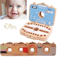 children camera shape tooth teeth storage box wooden for baby save milk teeth gifts for infant kids storage souvenirs gift