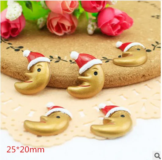 

15pcs/lot flat back resin Christmas moon with hat ,DIY resin craft accessories fashion resin cabochons