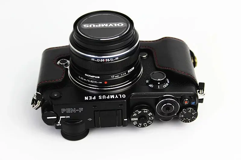 Чехол для камеры из искусственной кожи, сумка на половину корпуса для Olympus Pen-F Pen F PEN-F, сумка для камеры