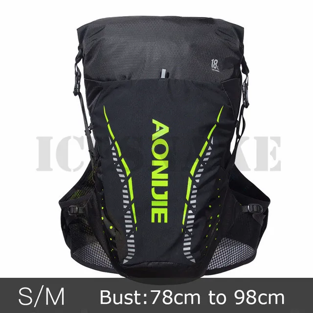 SM Black Green AONIJIE 18L рюкзак для занятий спортом на открытом воздухе, сумка для бега, жилет для гидратации, сумка для марафона, велоспорта, пешего туризма, бега для 2L водяного пузыря - Цвет: SM Black Green