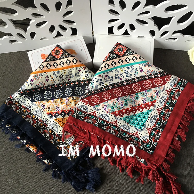 Новый Этнический стиль брендовая квадратная кисточка хлопковый шарф хиджаб шаль
