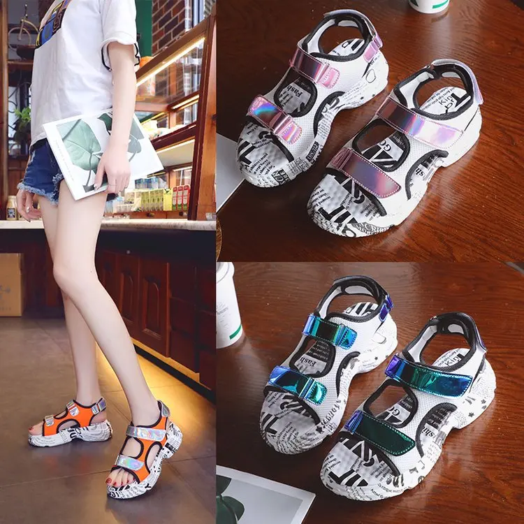 Fujin Sandalias De Verano Para Mujer; летний стиль; Роскошная обувь из светоотражающей ткани; Прямая поставка; женские повседневные сандалии