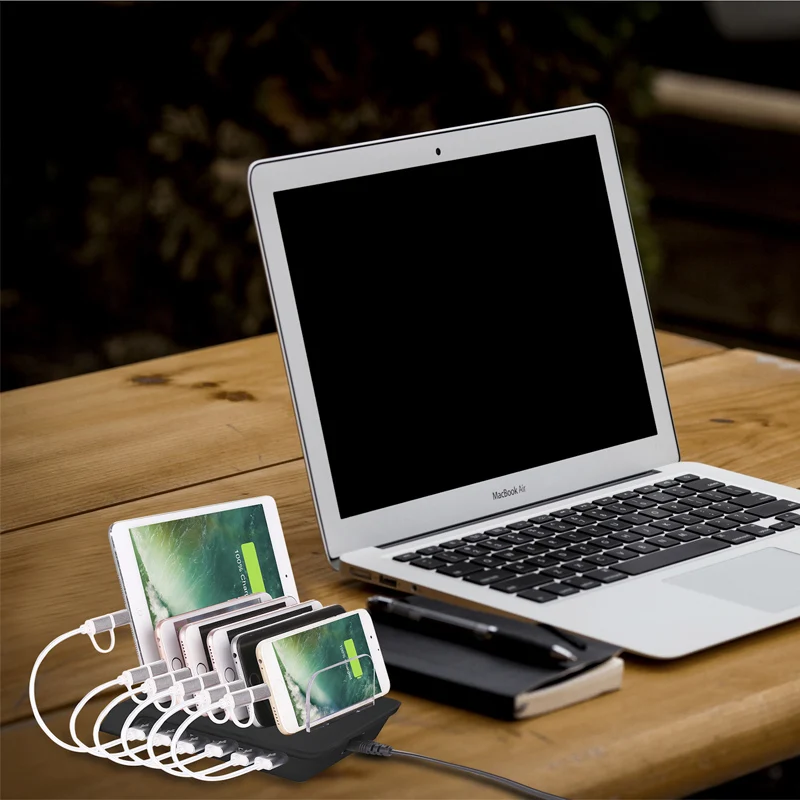 6-Ports Desktop Charging Station 2.4A/1A Multi Quick USB Charger Dock With Stand Power Adapter For iPhone Android | Мобильные