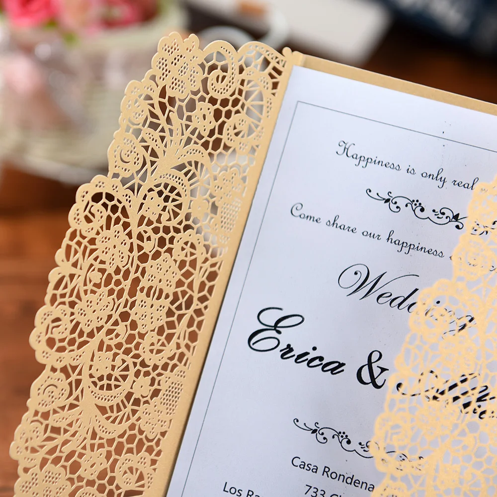 10 шт. свадебные пригласительные открытки в европейском стиле с лазерной резкой