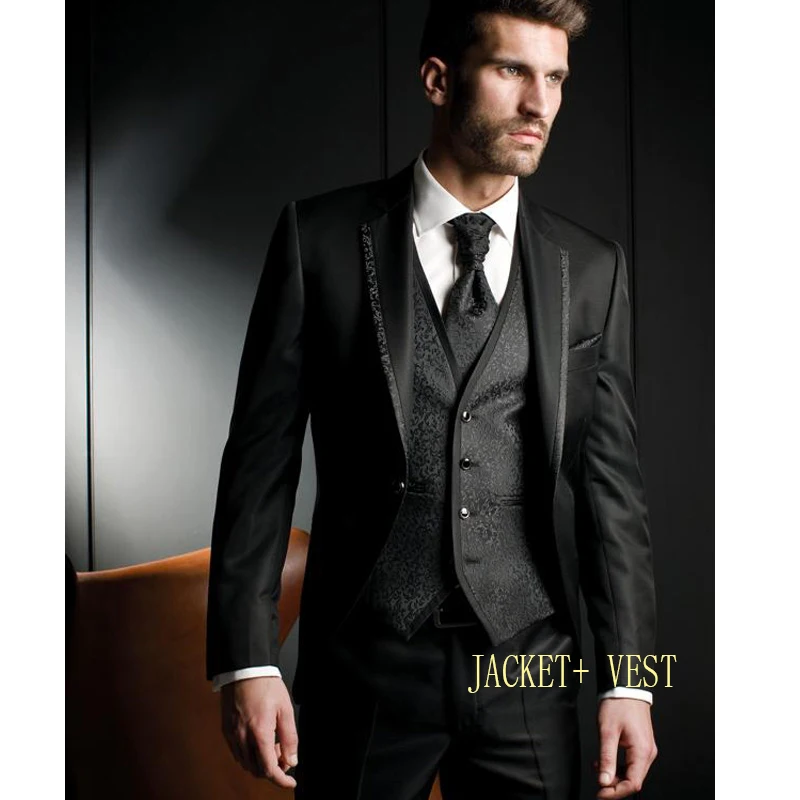 jacket and vest Новейший дизайн пальто брюки мужские костюмы смокинги жениха свадебный костюм вечеринка пиджак брюки жилет Мужской Блейзер костюм homme - Цвет: jacket and vest