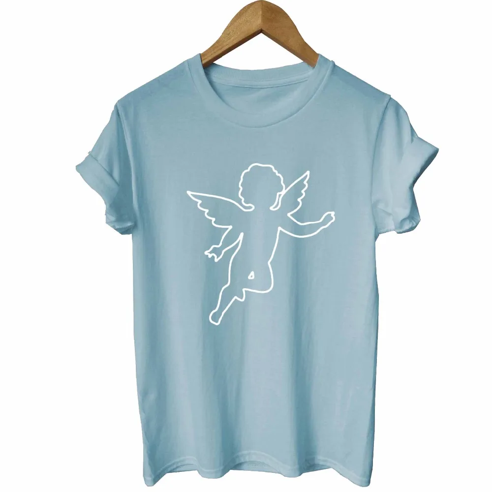 Модные женские футболки Kawaii Angel с принтом 2018 летняя свободная повседневная