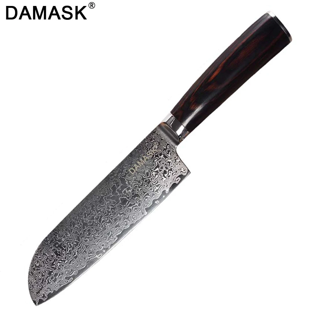 7 Santoku Knife Дамаск фруктов, универсальный нож разделочные Santoku нарезки кухонный нож Профессиональный японский VG10 ножи из дамасской стали G10 ручка - Цвет: 7 Santoku Knife