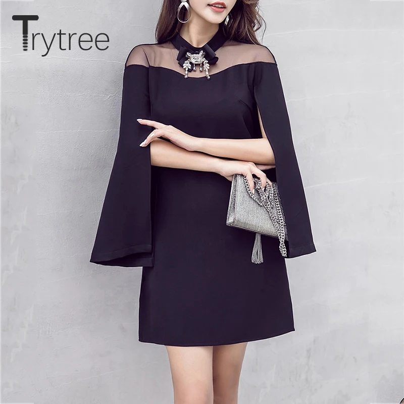 Trytree лето осень формальное платье женское трапециевидной формы полиэстер сетка