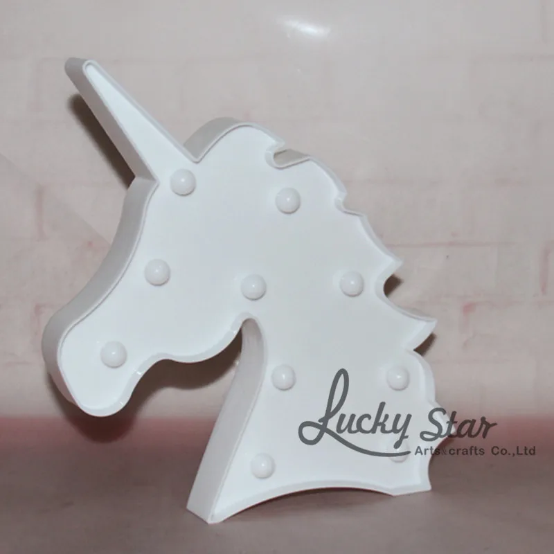 

12inch LED Plastic Unicorn Shape Marquee Sign Indoor Room Deration Night Light Luminarias Led Abajur Wireless Wall Lamp For Gift