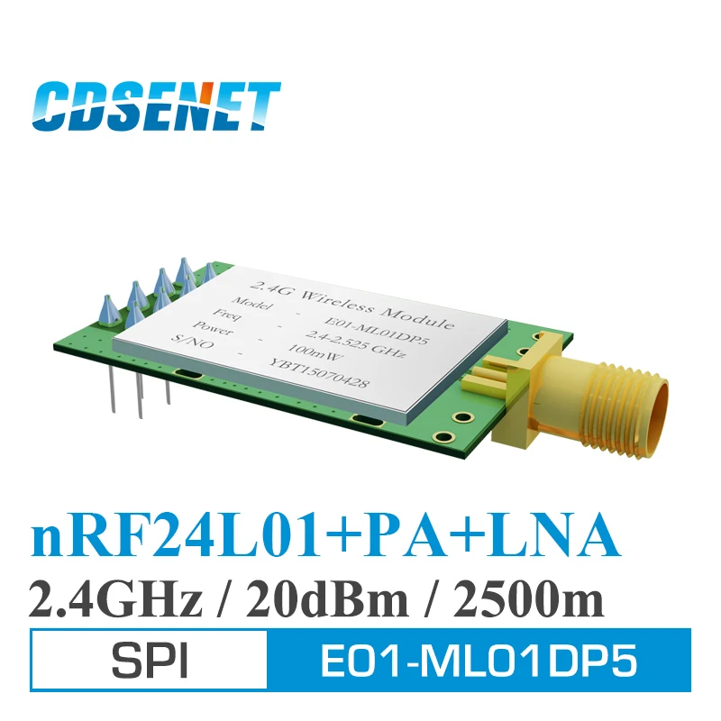 

10pcs 2.4GHz nRF24L01 PA LNA rf SPI Module E01-ML01DP5 CDSENET Long Range 2.4g nRF24L01P Wireless Transmitter and Receiver