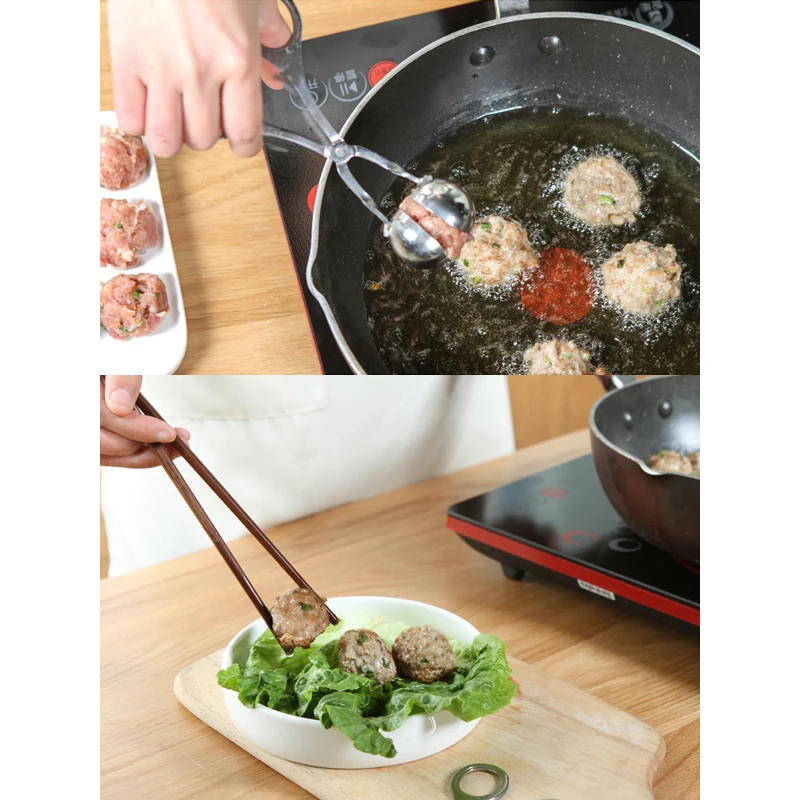 WALFOS FOOD GRADE Stainless Steel Convenient Meatball Maker Stuffed Clip DIY Fish Meat Rice Ball |