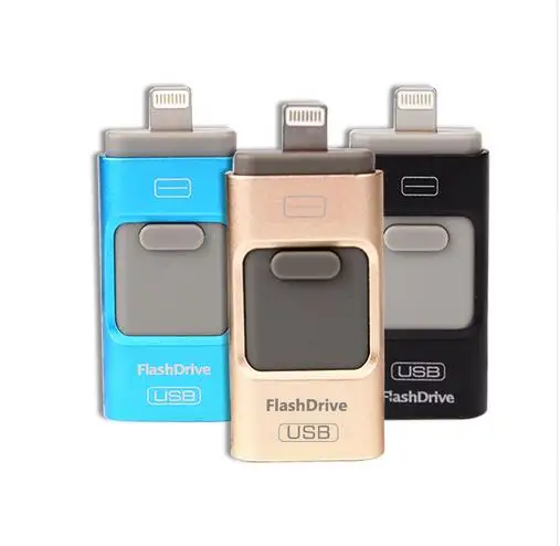 Новый OTG USB Flash Drive 64 ГБ pendrive 128/256/512 Металлическая Ручка Привода для iphone/ipod/ipad/PC